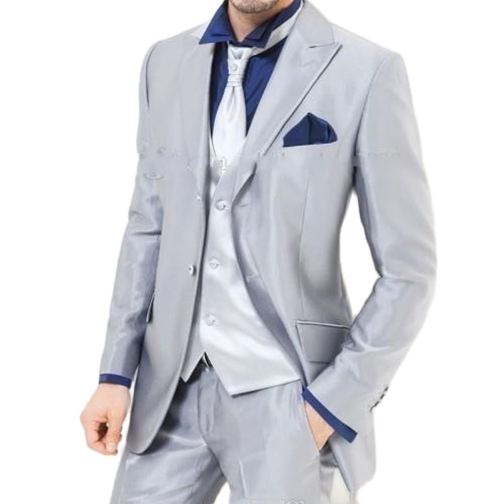 Custom Made Silver Shiny Satin - Men Formal Wear For Dinner recension och pris
