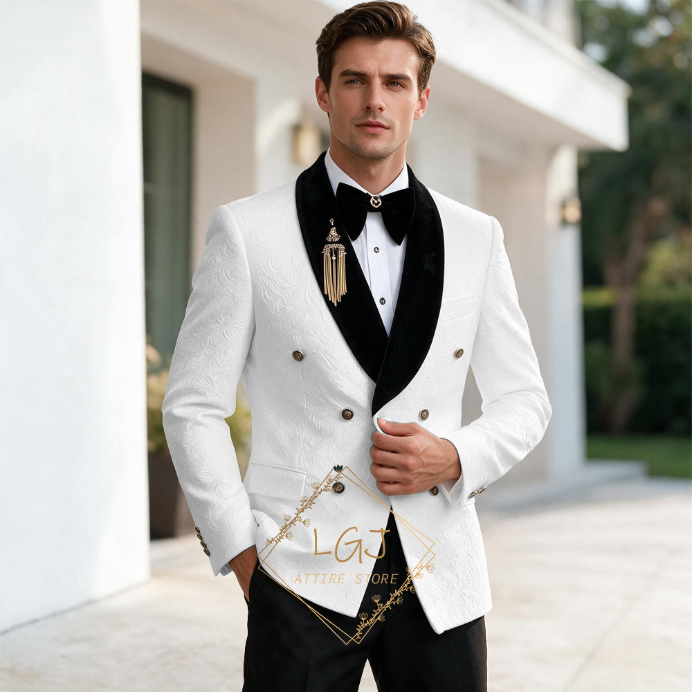 Luxury Men's 2 Piece Embossed  - Men Formal Wear For Dinner recension och pris