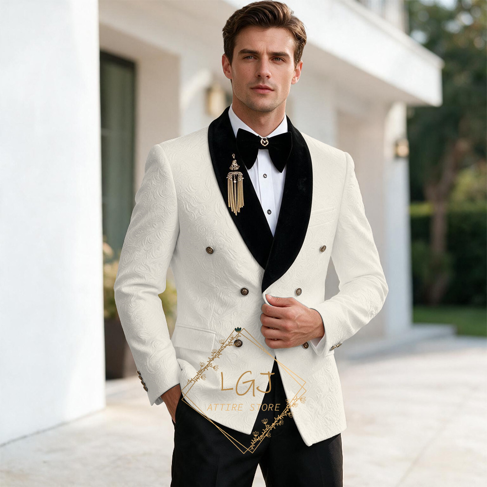 Luxury Men's 2 Piece Embossed  - Men Formal Wear For Dinner recension och pris