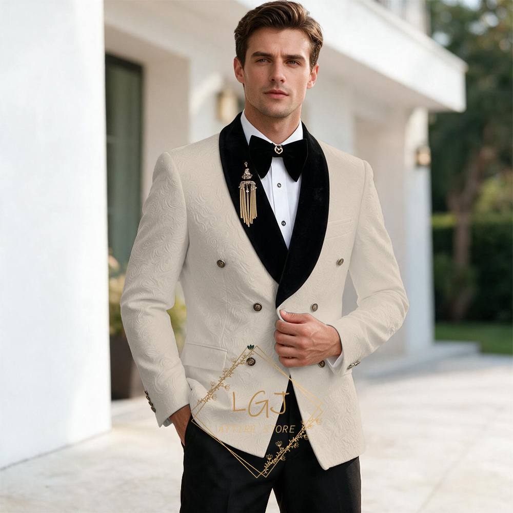 Luxury Men's 2 Piece Embossed  - Men Formal Wear For Dinner recension och pris