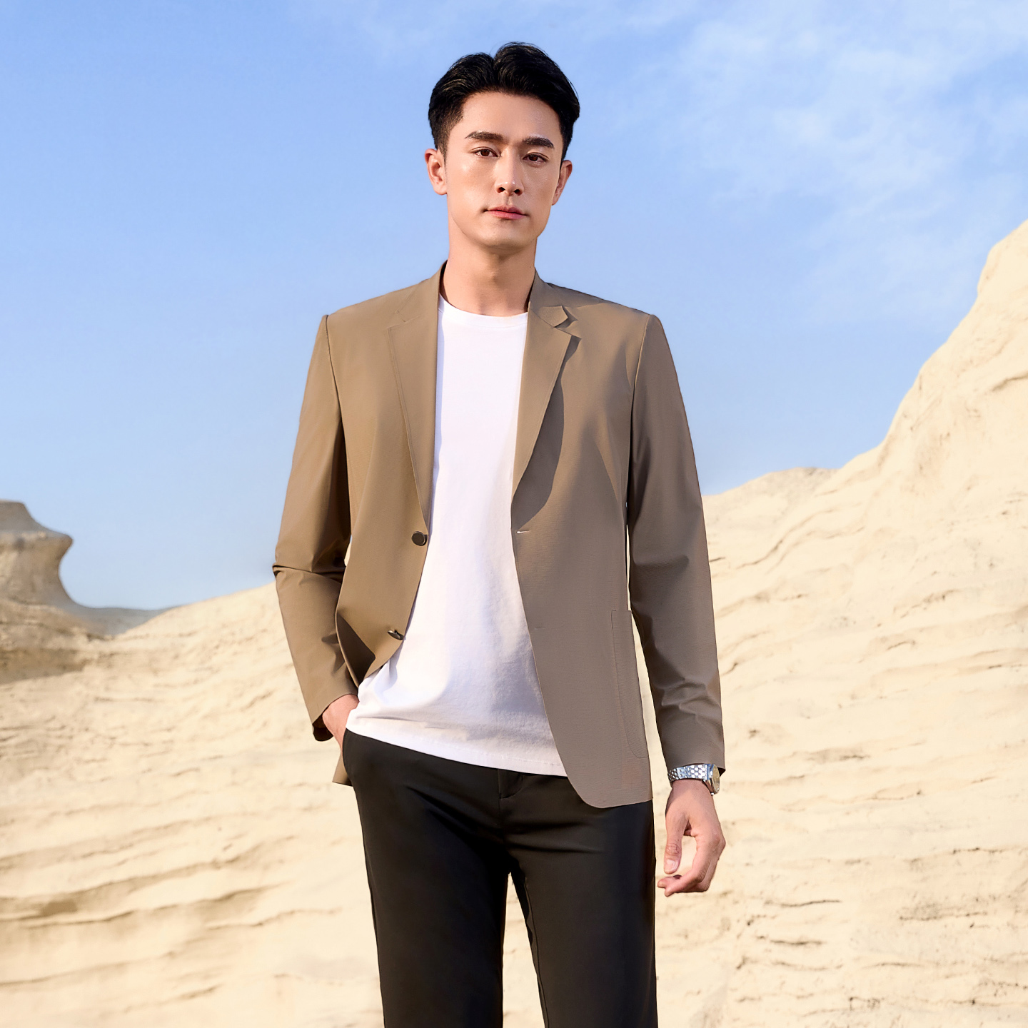 Men's Casual Khaki Suit Jacket - Khaki Formal Wear Men recension och pris