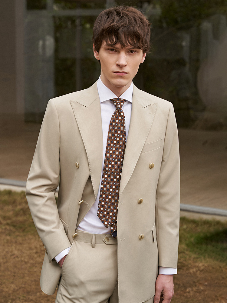 30% Wool Men Suits Set Blazer  - Khaki Formal Wear Men recension och pris
