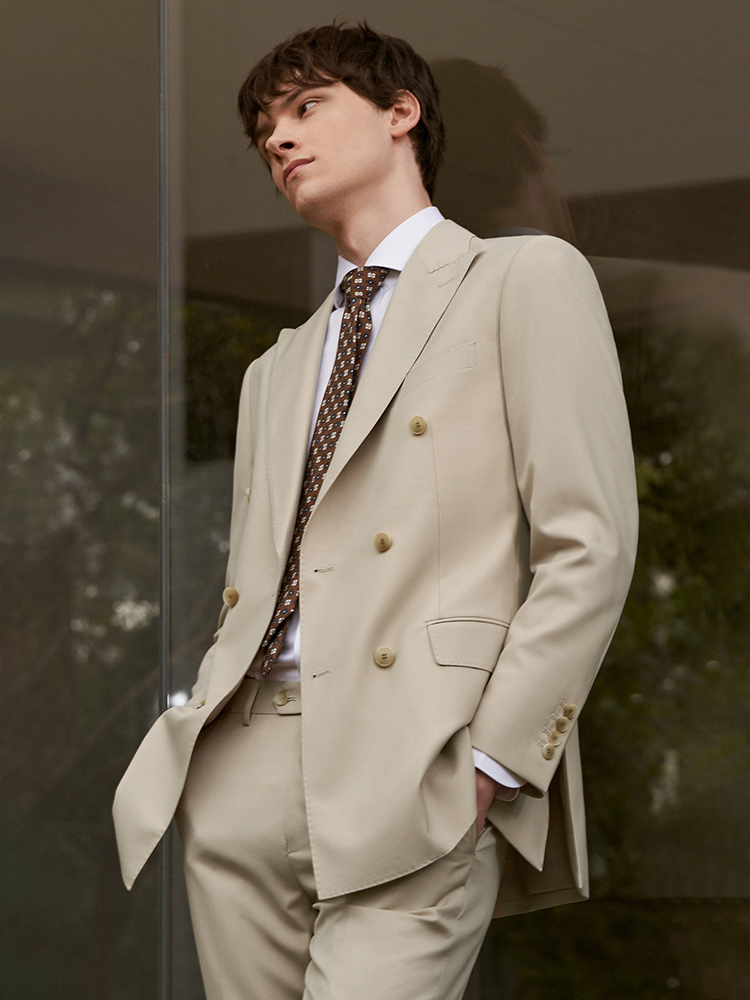 30% Wool Men Suits Set Blazer  - Khaki Formal Wear Men recension och pris