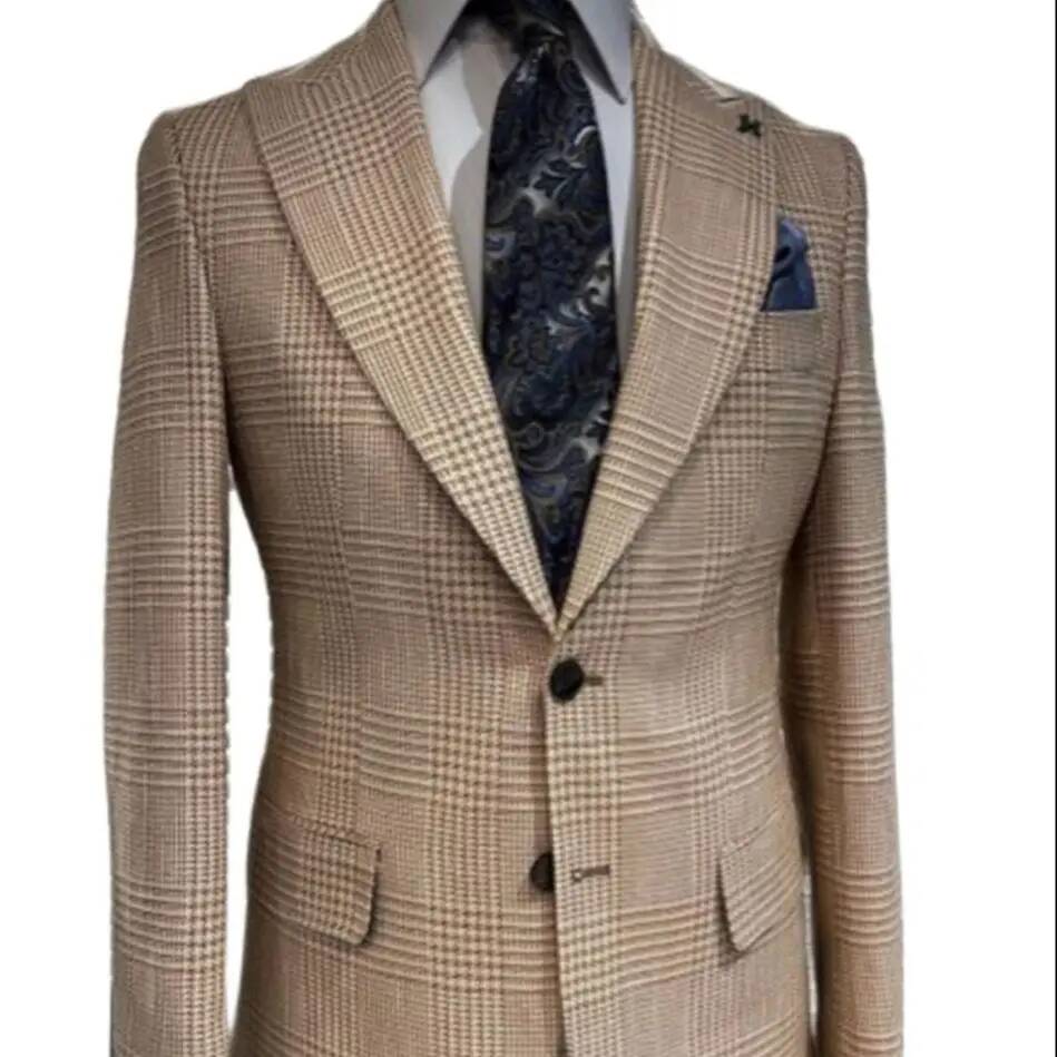 Khaki 2 Pieces Suit Houndstoot - Khaki Formal Wear Men recension och pris