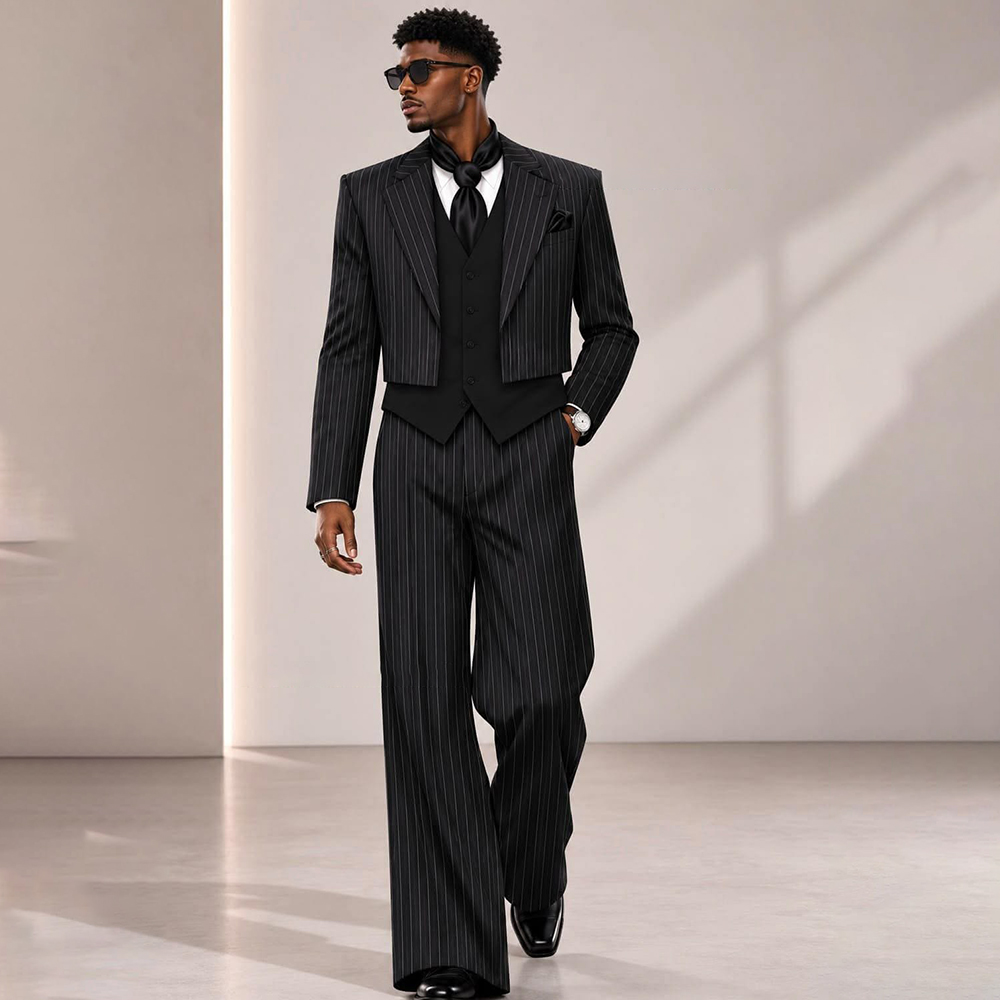 Modern Men Black Pinstripe Sui - Mens Formal Look recension och pris